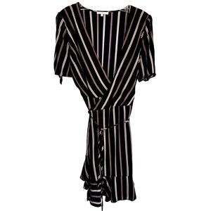 Charlotte Russe Women's Dress Medium M Black Stripe Sleeves Sun Misses Size 8 10